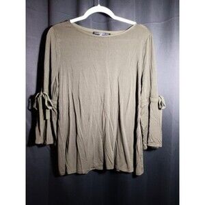 White House Black Market Women’s XL Olive Green Bell 3/4 Sleeve Blouse Top